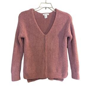 Cupcakes and Cashmere Women's Size Small Pink Dusty Rose V-Neck Knit Sweater
